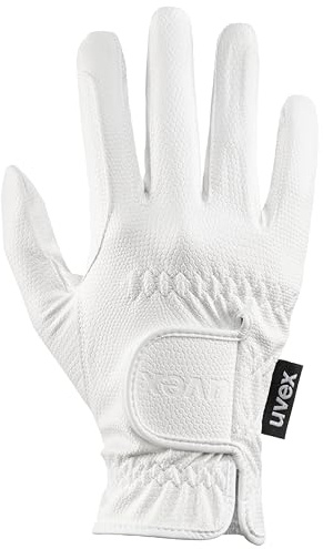 Uvex sportstyle, guanti da equitazione elasticizzati unisex, ottimo grip e robusti, compatibile con touchscreen, white, 6.5