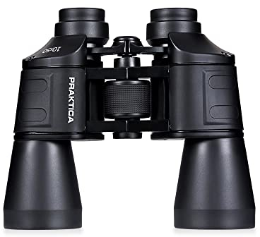 Praktica Falcon 10x50mm Porro Prism Field Black Binoculars - Fully Coated Lenses, Sturdy Construction, Aluminium Chassis, Sharp Clear Image, Bird Watching, Sailing, Hiking, Sightseeing, Astronomy