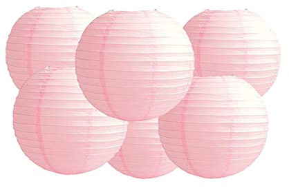 Pack Of 6 Round Paper Lanterns Lamp Wedding Birthday Party Decoration (Baby Pink, 10/25CM)