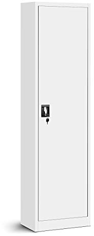 Jan Nowak Aktenschrank Büroschrank Metallschrank Lagerschrank 4 Fachböden Flügeltür Drehgriff Pulverbeschichtung Metall 185 cm x 45 cm x 40 cm (Weiß)