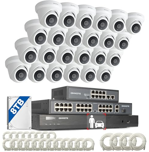 ONWOTE 32 Channel Security System, 2280ft Cables, 12MP NVR, 24x 6MP Cameras