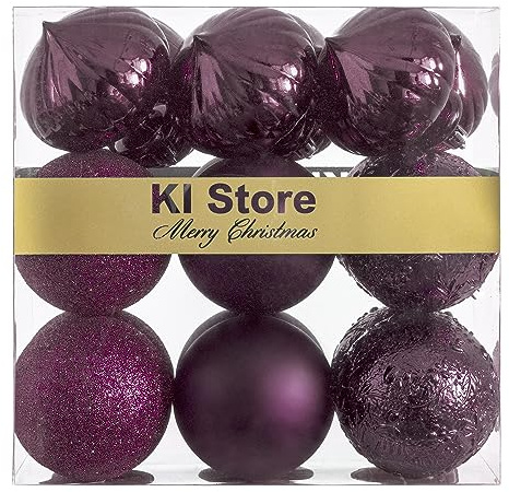 weihnachtskugeln Plastik 18 Stücke 8CM Ornamente für Weihnachtsbaum Christbaumkugeln Weihnachtsdekoration Kugeln (Magenta lila, 8cm)