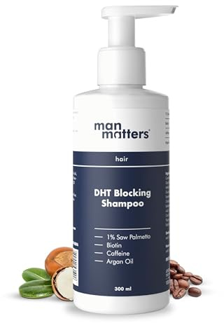 Man Matters Dht Blocking Anti Hair Fall Shampoo, Reduces Hair Fall, Strengthen Hair, With Power Of Caffeine, Saw Palmetto, Argan Oil, & Biotin 300 ml (Pack of 1)