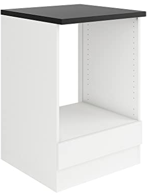 idealShopping GmbH Küchen Herdumbauschrank mit Arbeitsplatte Luca U634-0+ in weiß matt 60 cm breit