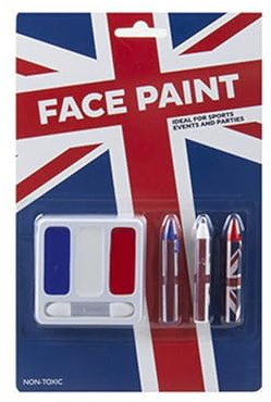 PMS Union Jack Face Paint & Crayons Red White & Blue Queens Jubilee Fancy Dress Party