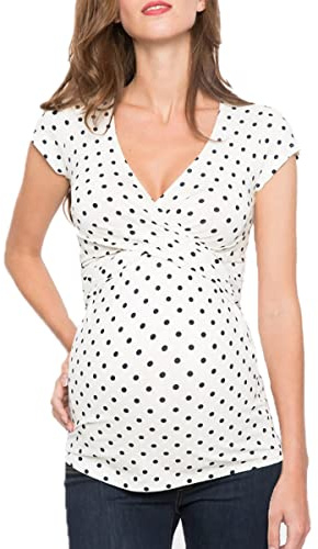 Buliezy Blusa de Maternidad, Camiseta de Lactancia Materna, Camiseta sin Mangas, Cuello en V, Rayas Blancas y Negras, Ropa de