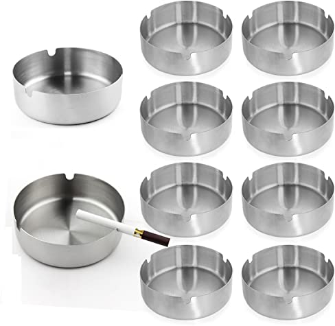 Qualsen 10 Stücke Aschenbecher für draussen，aschenbecher Edelstahl Für Den Außen- Und Heimgebrauch，aschenbecher Metall，für Das Home Office, Den Desktop, Die Terrasse, Den Balkon Im Freien（10cm）