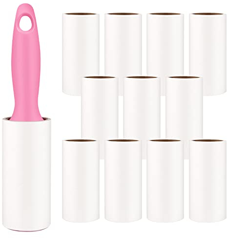 Rullo Togli Peli Animali, Rotoli di Ricambio di Carta, 12 ricariche Fogli Rulli Adesivi Leva peli lint Roller Spazzole levapelucchi Manuale per Capelli, Bianco