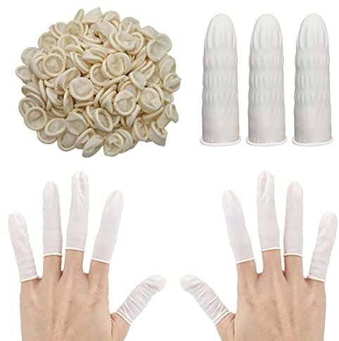 100 pezzi Copridita, Copridita, Gomma Antistatica Latex Finger Cots, Finger Cots Anti-Statico,Guanti da dito per Lavorare con Attrezzature Elettroniche o Coprire Medicazioni (Bianco, M)