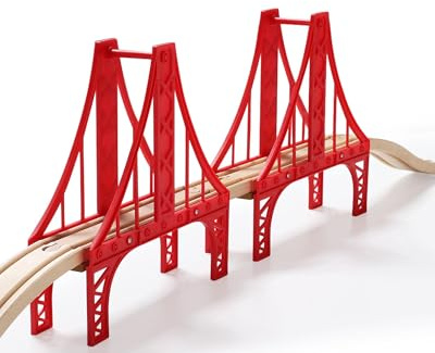 SainSmart Jr. Set di accessori per treno in legno, ponte sospeso, compatibile con Brio, Thomas, Melissa e Doug