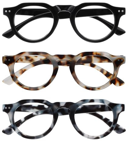 OPULIZE RIO Lunettes de Lecture Anti-Lumière Bleue Lot de 3 - Monture Partie Supérieure Droite - Noir, Marron, Bleu - Hommes et Femmes - BBB53-123 - +2.50
