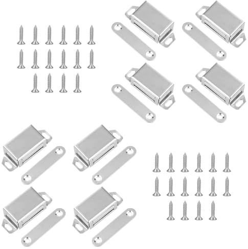 8 Stück Türmagnete für Schrank Magnetverschluss Extra Stark, Magnete für Tür, Schrankmagnete Edelstahl,Möbelmagnete für Möbel,Magnetschnäpper Satz mit Schrauben Schranktüren Magnetverschlüsse