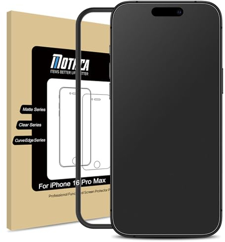 Mothca Mat Verre Trempé pour iPhone 16 Pro Max, 9H Dureté Anti-Reflet & Anti-Trace, Montage Sans Bulles, Lot de 1
