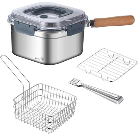 Juego de ollas de camping – Juego de cocina para fogata, juego de cocina para mochilero, 2500 ml, utensilios de cocina de acero inoxidable 316, juego de cocina multifunción para fogata, equipo de