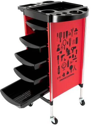 Carrello mobile carrello da parrucchiere carrello cosmetico carrello portaoggetti con 5 cassetti e ruote, accessorio per parrucchiere per casa, salone di bellezza, parrucchiere, SPA, salone unghie, 52