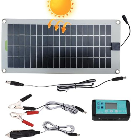 Cargador solar automático de goteo – Coches ligeros de mantenimiento de goteo, herramienta de carga de acumulador portátil | Panel solar de larga duración para asalto de vehículos, pinzas de cocodrilo