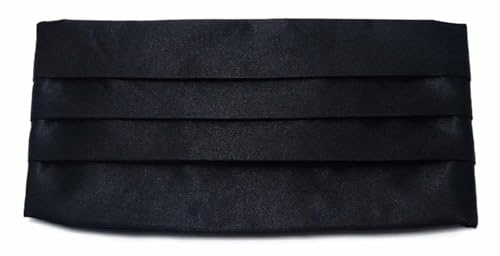 1 pcs Men's Solid Multi-color Silk Cumberbund, Black, One Size