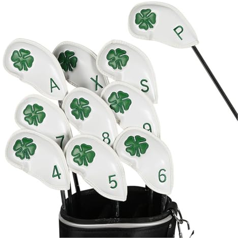 Cubierta de hierro de palo de golf: cubiertas de hierro portátiles para palos de golf 10 x hombres, cubierta de cabeza de hierro de golf de cuero sintético de PU, se adapta a la mayoría de los clubes