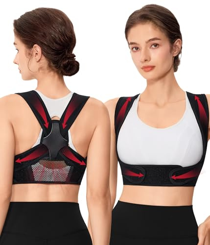 Nebility Posture Corrector for Women Adjustable Upper Back Brace Back Straightener Support for Spinal Neck Shoulder Hunchback Posture Corrector Pain Relief