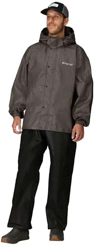 FROGG TOGGS Men's Standard Classic All-Sport 3-Layer Waterproof Breathable Rain Suit, Stone/Black, Large