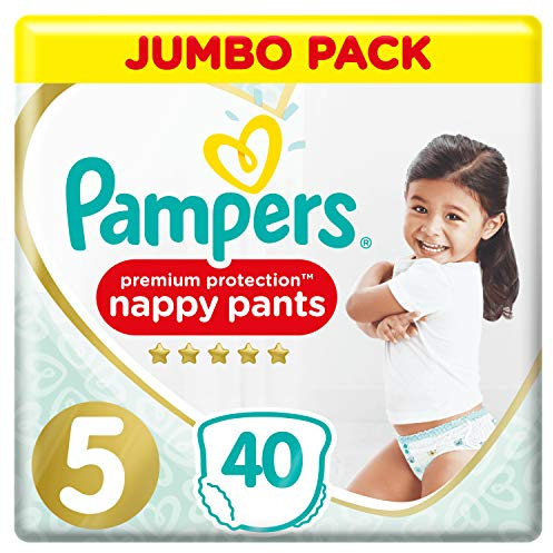 Pampers Storlek 5 Premium Protection babyblöjbyxor, 80 stycken, JUMBOPACK, mjukaste komfort och skydd (12–17 kg)