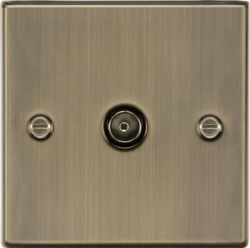 Knightsbridge CS010AB Square Edge Antique Brass TV Outlet, Antique Brass