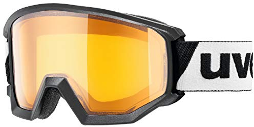 uvex athletic LGL - Skibrille für Damen und Herren - konstrastverstärkend - vergrößertes, beschlagfreies Sichtfeld - black/lasergold lite-clear - one size