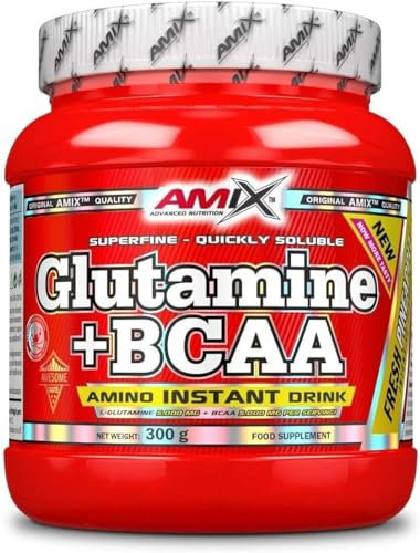 AMIX - Bcaa Glutamina - 300 Gramos - Complemento Alimenticio de Glutamina en Polvo - Reduce el Catabolismo Muscular - Óptimo para Deportistas - Sabor Piña - Aminoácidos Ramificados
