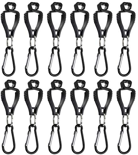 PetierWeit 12 Pack Gloves Clips Grabber Holder Glove Clip Holder Safety Work Clips Labor Glove Holder Labor Work Clamp for Belt Loop Non Slip and Windbreak in DIY Store Garden Work (Black)