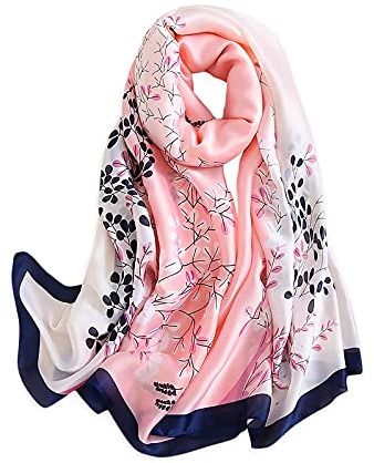 LumiSyne Bufandas De Seda Para Mujer Estampado Floral Estampado Hoja Estilo Moda Largo Bufandas Suave Caliente Estolas Chal De Boda Chal Proteccion Solar Bufanda Mujer Toda La Temporada