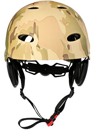 Milageto Wassersport Schutzhelm Verstellbare Schutzhaube Kanu Schützt Kinder Und Erwachsene Gleichermaßen, Armeegrün Camo, L