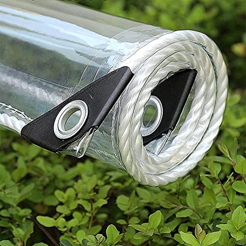 GQZGGXX Canopies Tarps Clear PVC Waterproof Cloth Tear Resistance Waterproof 0.35mm Vinyl Transparent Awning Canopy Patio Enclosure,Anti-Aging Insulation Soft Glass Tarpaulin (6' x 8')