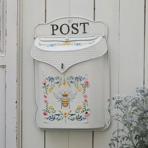 BIG FORTUNE Wall Mount Mailbox for House Outside Vintage Metal Door Mailbox Antique Style Nostalgic Charm Home Decor Garden Vintage English Cottage Decor Flower Patter