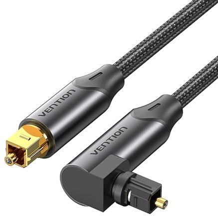 VENTION Optical Audio Cable 2m Right Angle Digital Optical Audio Cable Toslink Optical Cable for Soundbar to TV, Optical Lead Gold-Plated for Home Cinema, S/PDIF, PS4, Xbox, Stereo System