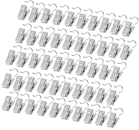 AstarFavor Metall Vorhang Clips Mit Haken Silber,100 Stück Vorhang Klammern,Metallklammern Gardinen Clips Für Vorhänge Dekoration Duschvorhang Hängende