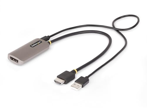 StarTech.com 1ft/30cm HDMI to DisplayPort Adapter Cable, 8K 60Hz, Active HDMI 2.1 to DP 1.4 Video Converter, USB Bus Powered
