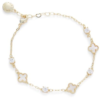 equilibrium Clover Elegance Mother Of Pearl Gold Plated Bracelet - Cream