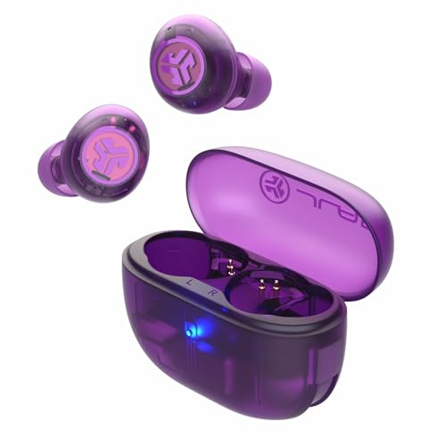 JLab Go Pop ANC True Wireless Earbuds & Charging Case, Transparent Purple, Active Noise Cancelling, 10mm Drivers, Dual Connect, Customize Your Sound with App, Be Aware Mode, MEMS Microphone