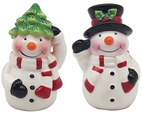 Lesser & Pavey Snowmen Salt & Pepper Shakers Set of 2 | Festive Holiday Tableware for Christmas Dining | Adorable Snowman Design | Perfect Seasonal Kitchen Accessory & Gift for Christmas Lovers