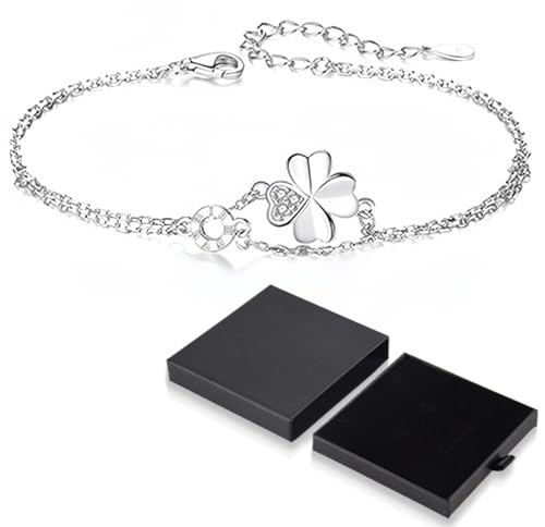 JEYORZY Bracelet Femme, Bracelet Femme Lucky Clover, Symbole du Trèfle Porte Bonheur,Bijoux Femme Cadeaux de Noël Anniversaire Femme Cadeaux Fête des Mères
