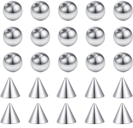 Besyvvin 25pcs Piercing Bolas Spike 16G de acero inoxidable de reemplazo Tornillo Bolas de 3mm para Labret Labret Septo Ceja Hélix Piercing