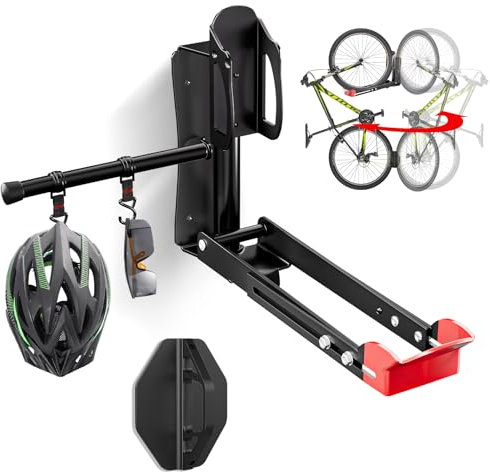 Soporte Bicicletas Pared, Wyxron Colgador Bicicleta Pared 20-29 Soporte Bicicleta 35kg Capacidad con Soporte Para Sombreros/Longitud Telescópica, para Garaje Bicicleta Ligera/Mtb/Bicicleta De Carrete