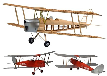 DH.82 Tiger Moth dubbeldäckare modellflygplanssats, skala 1:12, 750 mm spännvidd, lasercut träkomponenter, SD7034, 590 mm skrovlängd, 250 g RTF, RC hobby träbyggsats, modell flygplan själv bygga