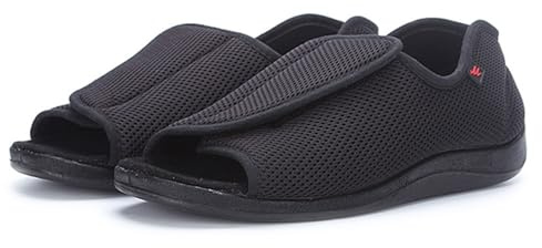 Generico Pantofole Per Diabetico Pianta Larga Estive Scarpe Per Piedi Gonfi Da Uomo Aperta Sandali Ortopedico (Nero, Adulto, 43, Numero, Sistema Taglie Calzature EU, Larga)