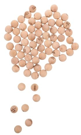 SUPVOX Boules de Tirage au Sort en Bois 75 Pièces Gravées Numérotées | Balle de Loterie Numéroté, Accessoires Loto, Grosse Boule, Loto Bois, Grain