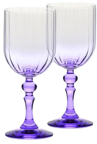 Krosno Bicchieri da Vino Set di 2, 300 ml, Stelo Viola, Collezione Bubble
