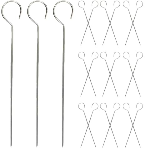 FUNOMOCYA 50 Spiedini per Barbecue in Acciaio Inox Riutilizzabili 25X15 CM Coda Sicura per Carne e Verdure Adatti per Friggitrice ad Aria e Griglia Bastoncini in Metallo per Cucina