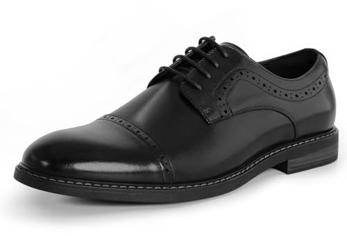 Black Dress Shoes for Men Formal Cap Toe Oxford Classic Lace Up Non Slip Derby Shoes for Casual Wedding Size 12