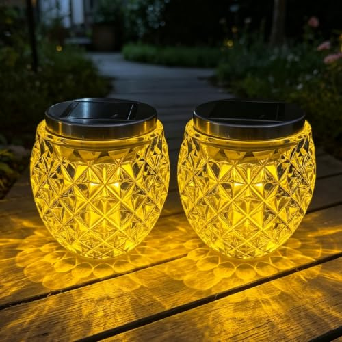 Lanterna Solare da Esterno,2 Pezzi Lampada Solare per Esterni da Tavolo 10 CM,Solarlampen für Außen,Lanterna Solare per Esterni,Lampade da Tavolo a Energia Solare,per Terrazza,Balcone