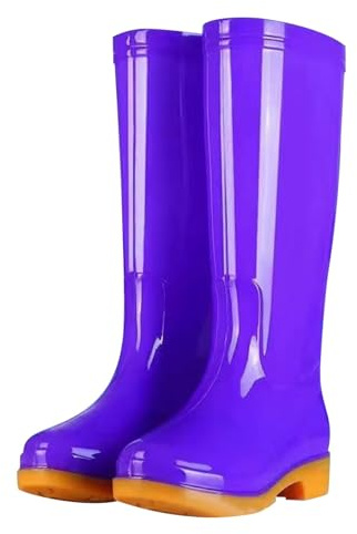 Botas de goma altas para mujer con suela TPR, botas de lluvia de caña alta, antideslizantes, impermeables para uso diario, botas de goma resistentes, ligeras e impermeables